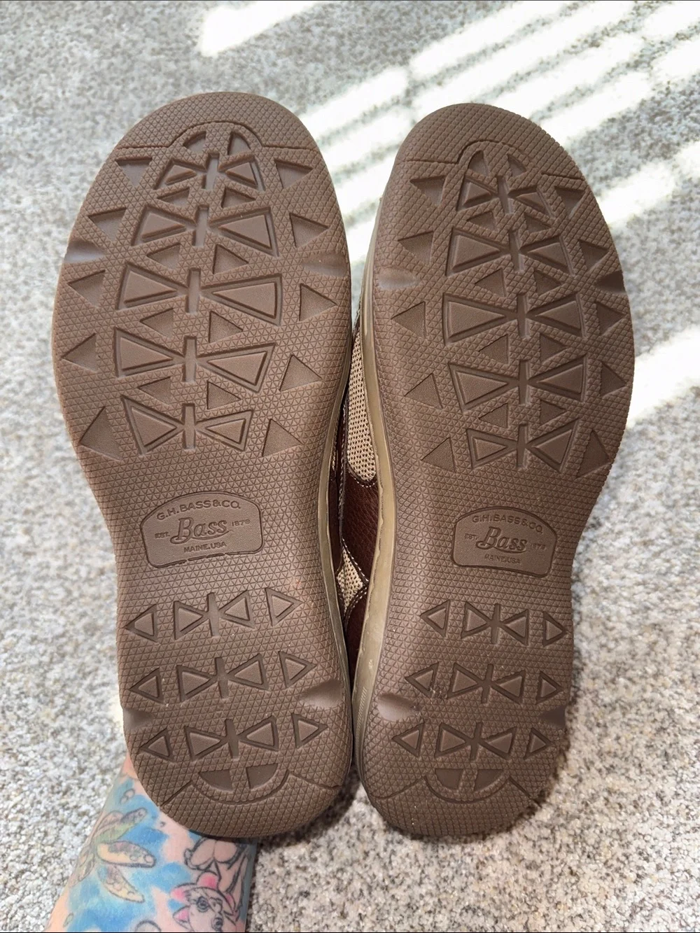 G.H. Bass & Co. Dark Brown Leather Boat Shoes with Tan Laces
